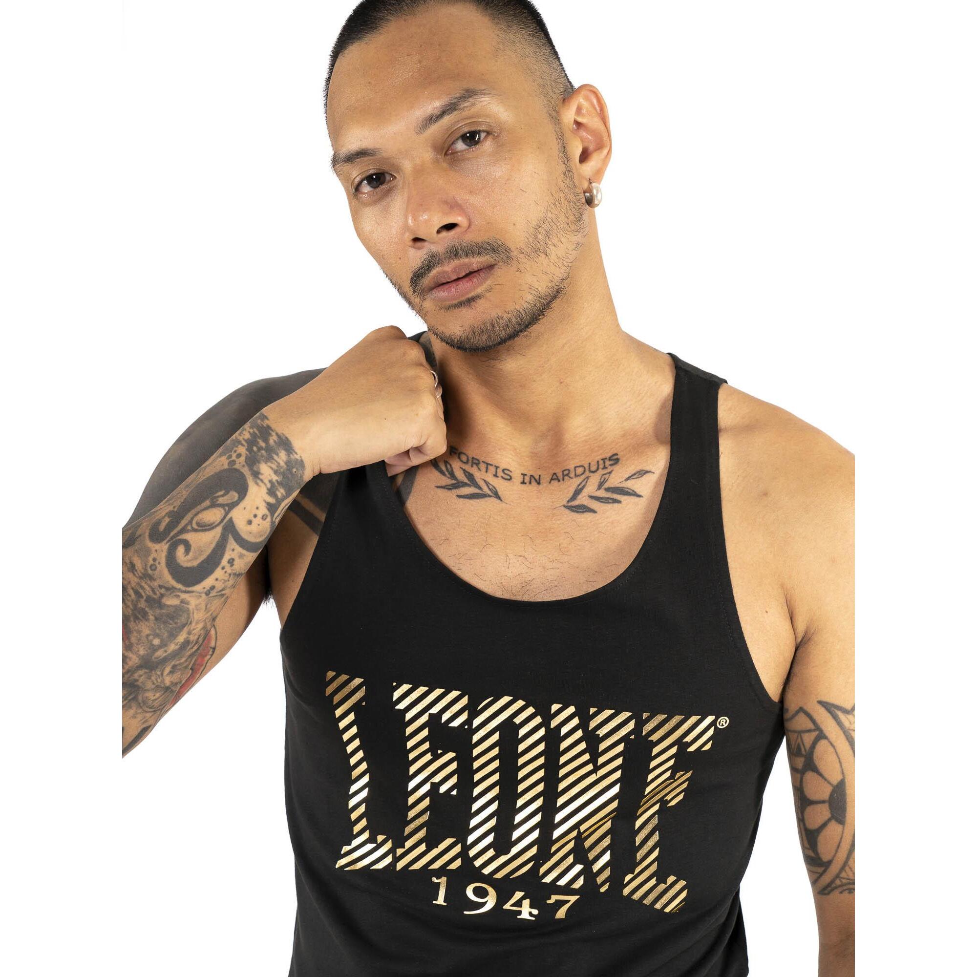 Canotta da uomo in cotone elasticizzato Leone Stripe Gold