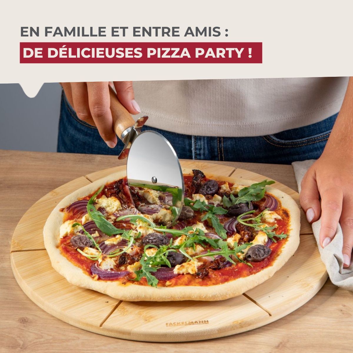 Ensemble de 2 Planches à pizza avec rainures de coupe, Ø 32 cm