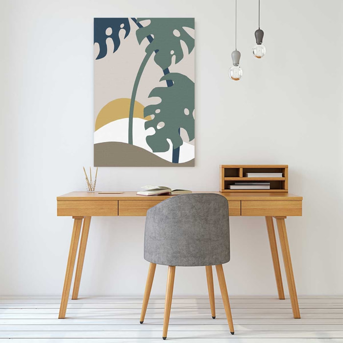 Tableau Monstera effet tissé Toile imprimée