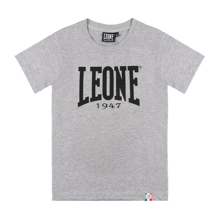 Camiseta básica de manga corta con logo grande de Leone 1947 para niños