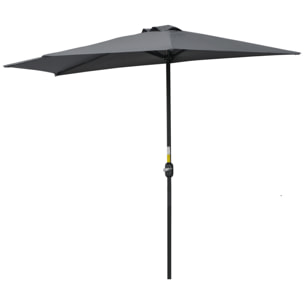 Demi parasol - parasol de balcon 5 entretoises métal - 2,93 x 1,5 x 2,49 m - polyester haute densité gris