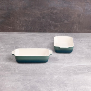 excalibur set de 2 fuentes de horno rectangulares en gres color verde