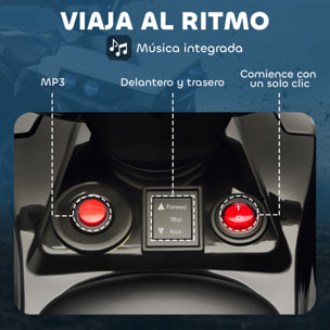 Quad Eléctrico para Niños 6 V, Quad para Niños de 37 a 72 Meses, Velocidad hasta 3â€¯km/h, con Faros y Música, Blanco