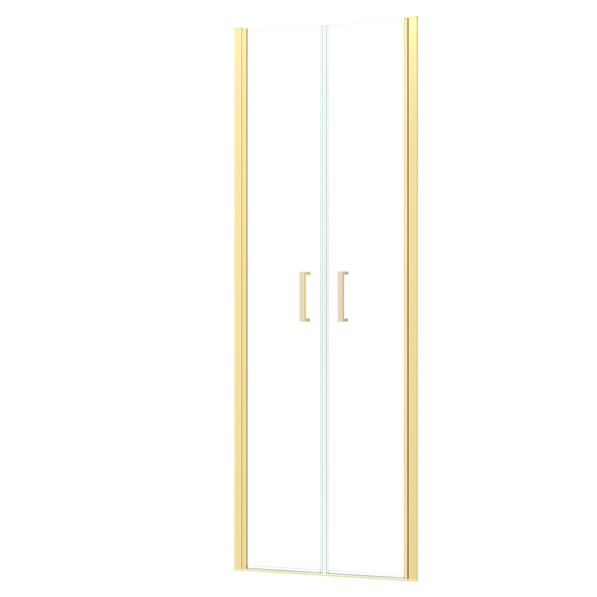 Porte de Douche Double Battant 70x200cm - Verre Trempé Transparent 6mm - Profil Or Doré Brossé