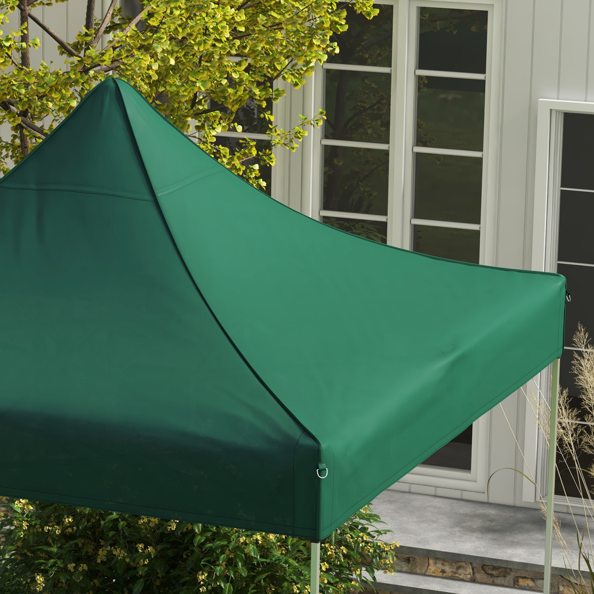 Techo de Carpa para Celebraciones 3x3 m Techo de Repuesto para Carpa Plegable de Tela Oxford con Techo Puntiagudo Impermeable y Anti-UV Verde Oscuro