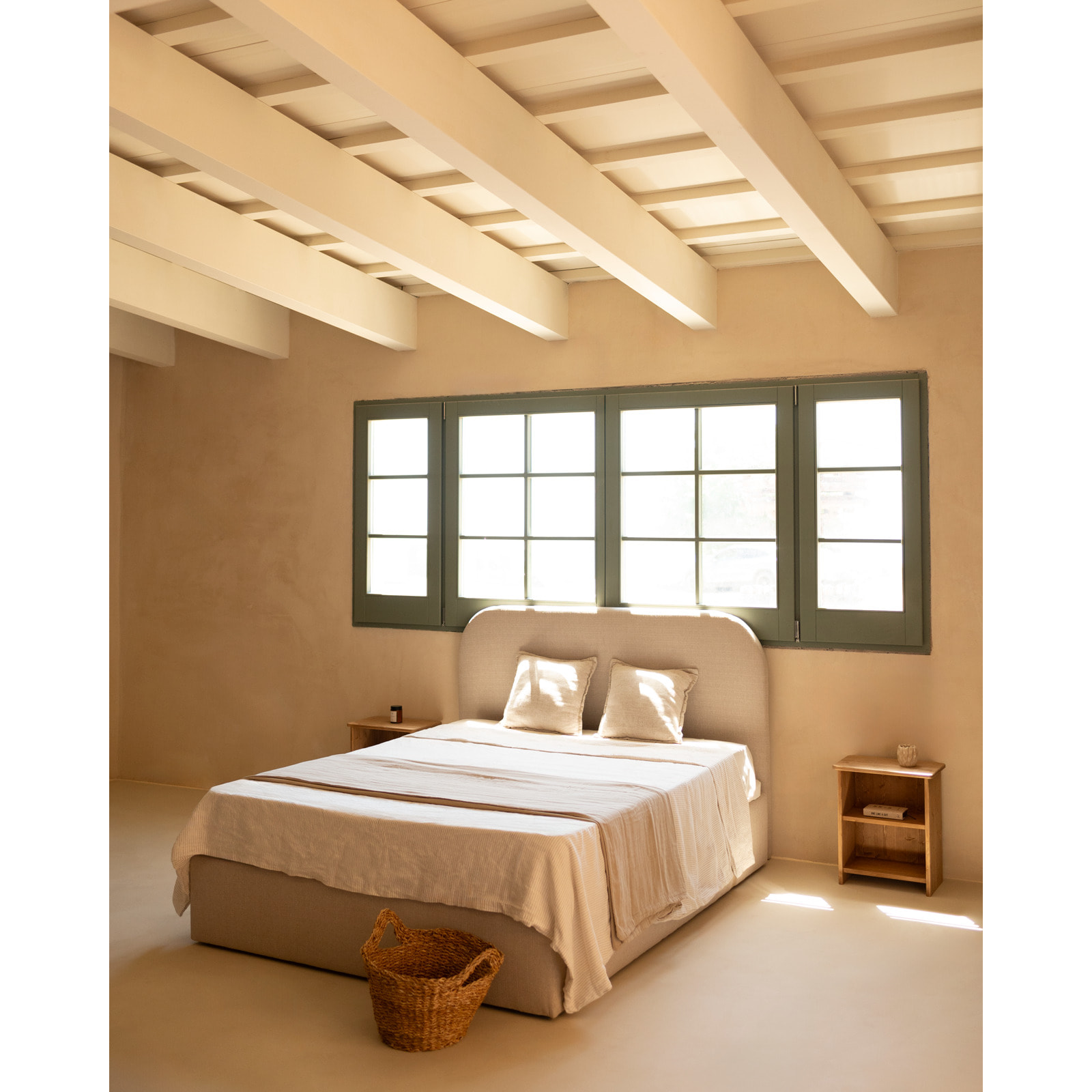 Cama con canapé beige para colchón de varias medidas