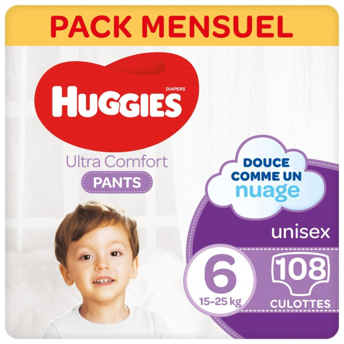 Huggies - Ultra Comfort - Culottes Bébé Unisexe - Taille 6 (12-17 kg) x108 Culottes-