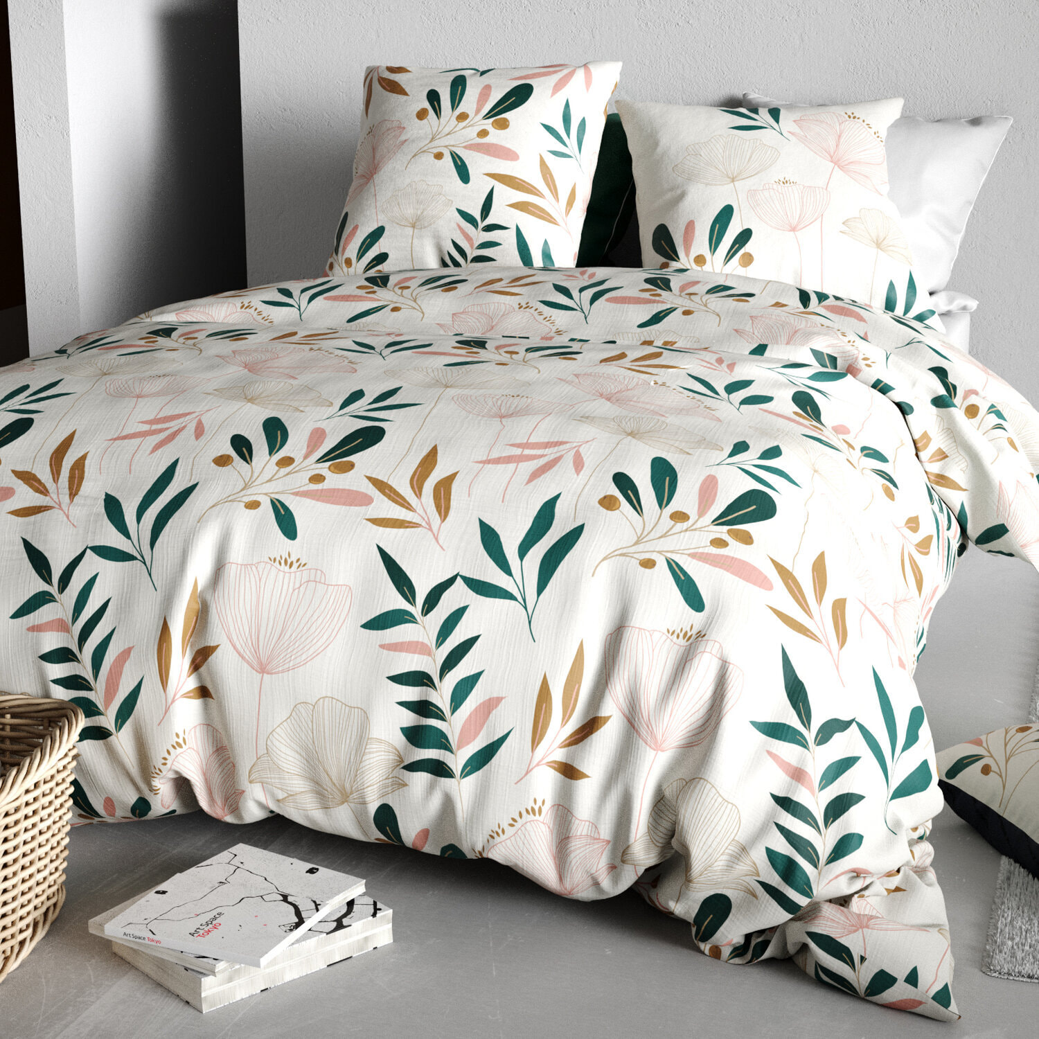 Parure housse de couette imprimé 100% coton - kano - beige