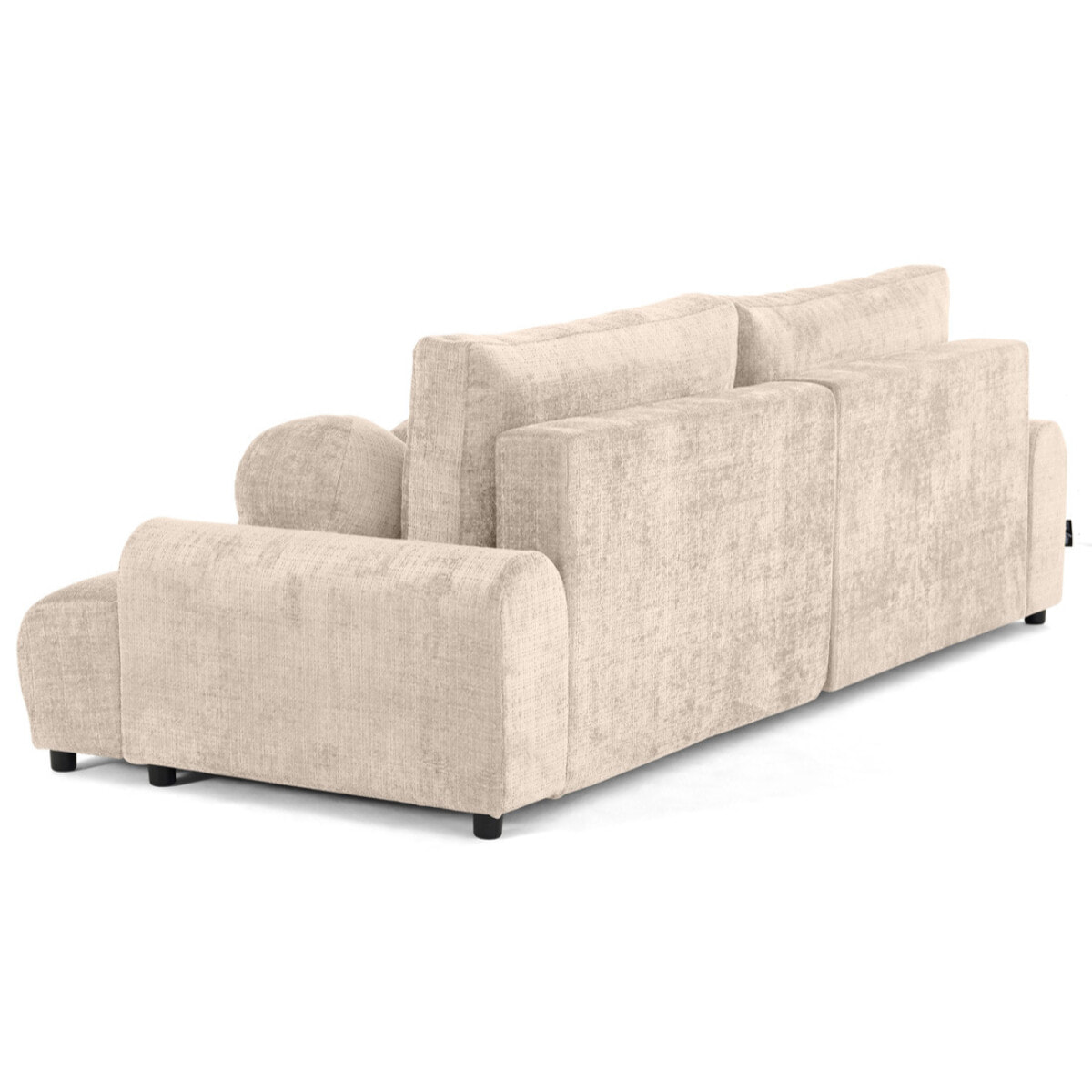 Nelly - canapé d'angle gauche 4 places convertible avec coffre en velours texturé - Beige