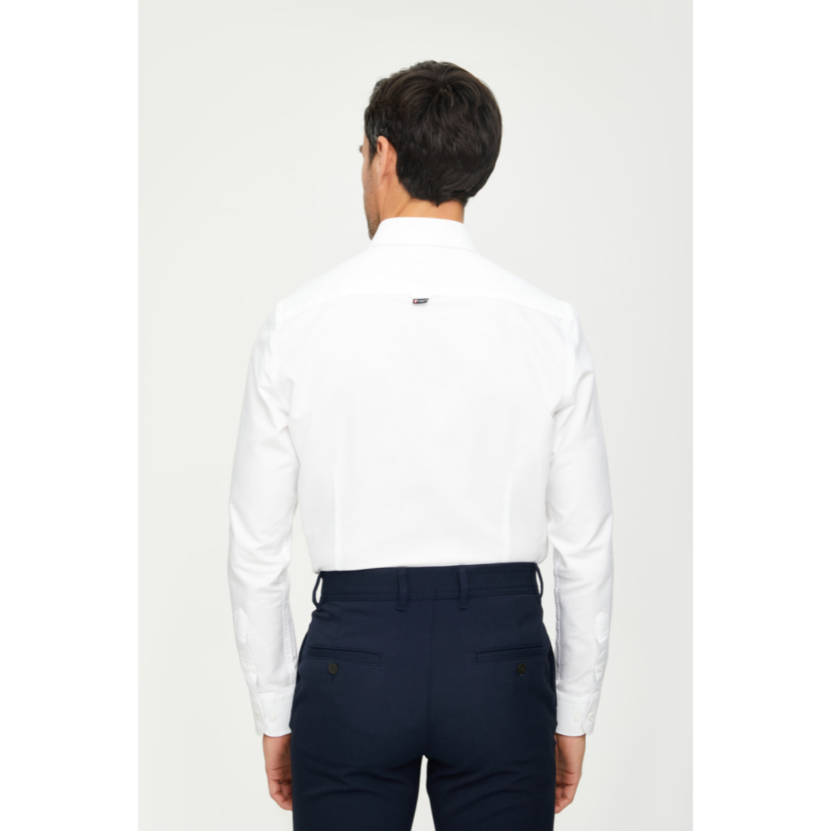 Camicia Uomo 1 Bottone Button Down Slim Oxford Lavato Unito Bianco