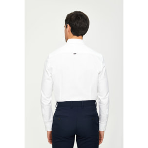 Camicia Uomo 1 Bottone Button Down Slim Oxford Lavato Unito Bianco