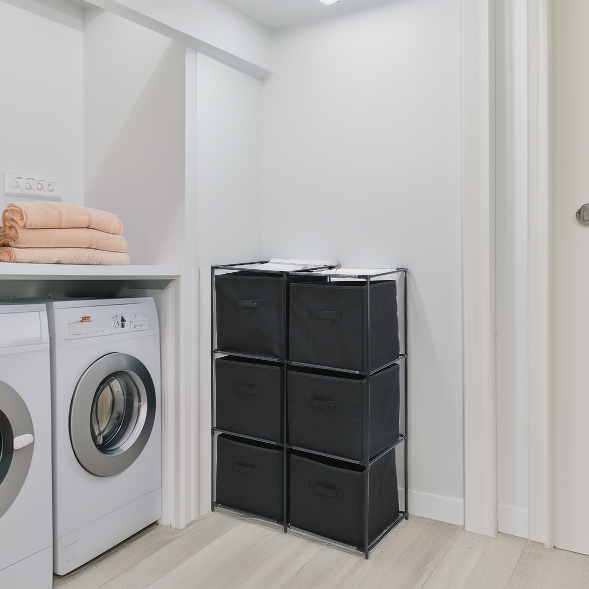 Well home cajonera con 6 compartimentos de metal y estantes no tejidos 68x35x102cm