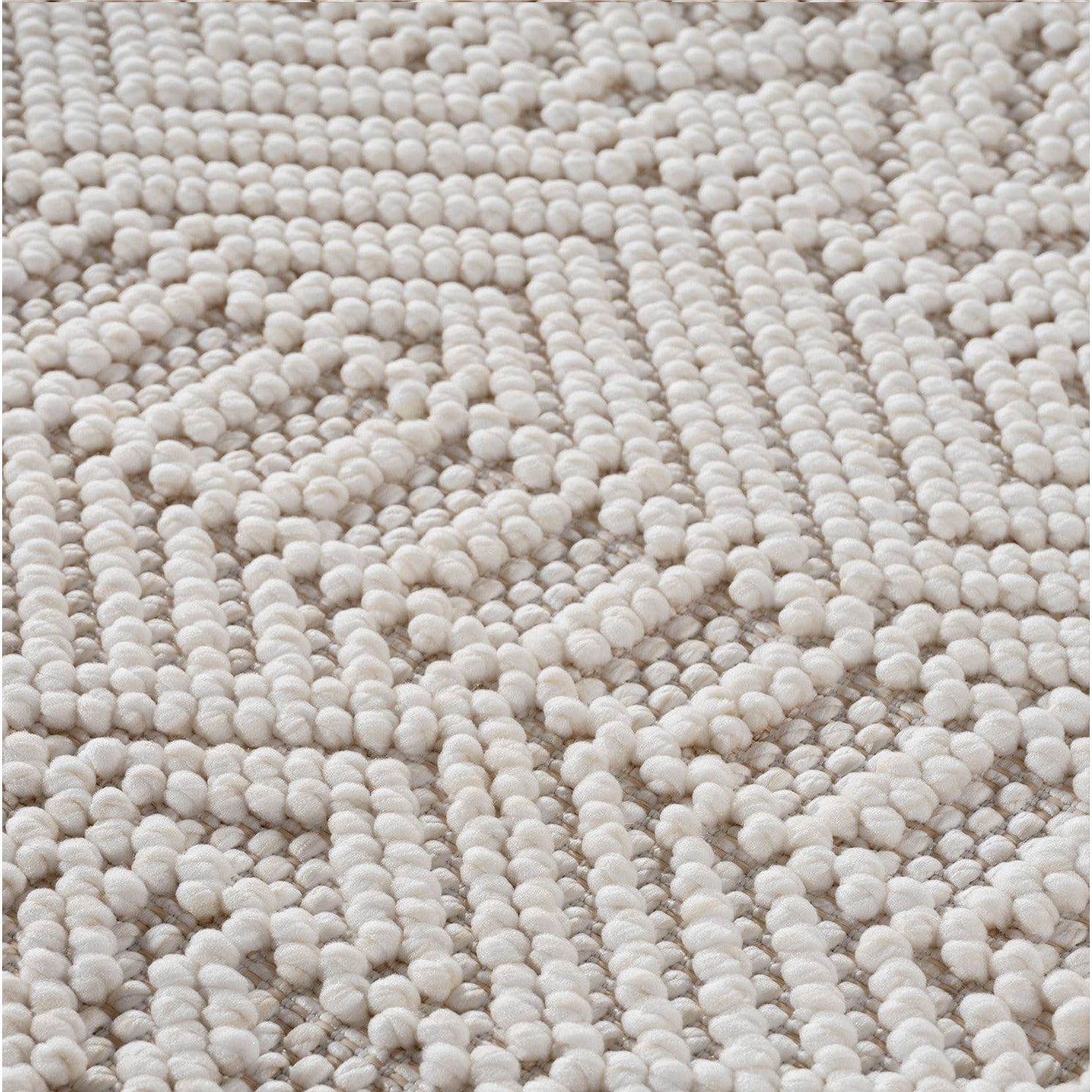 HELIX - Tapis moderne effet laine bouclé à motif berbère en relief crème