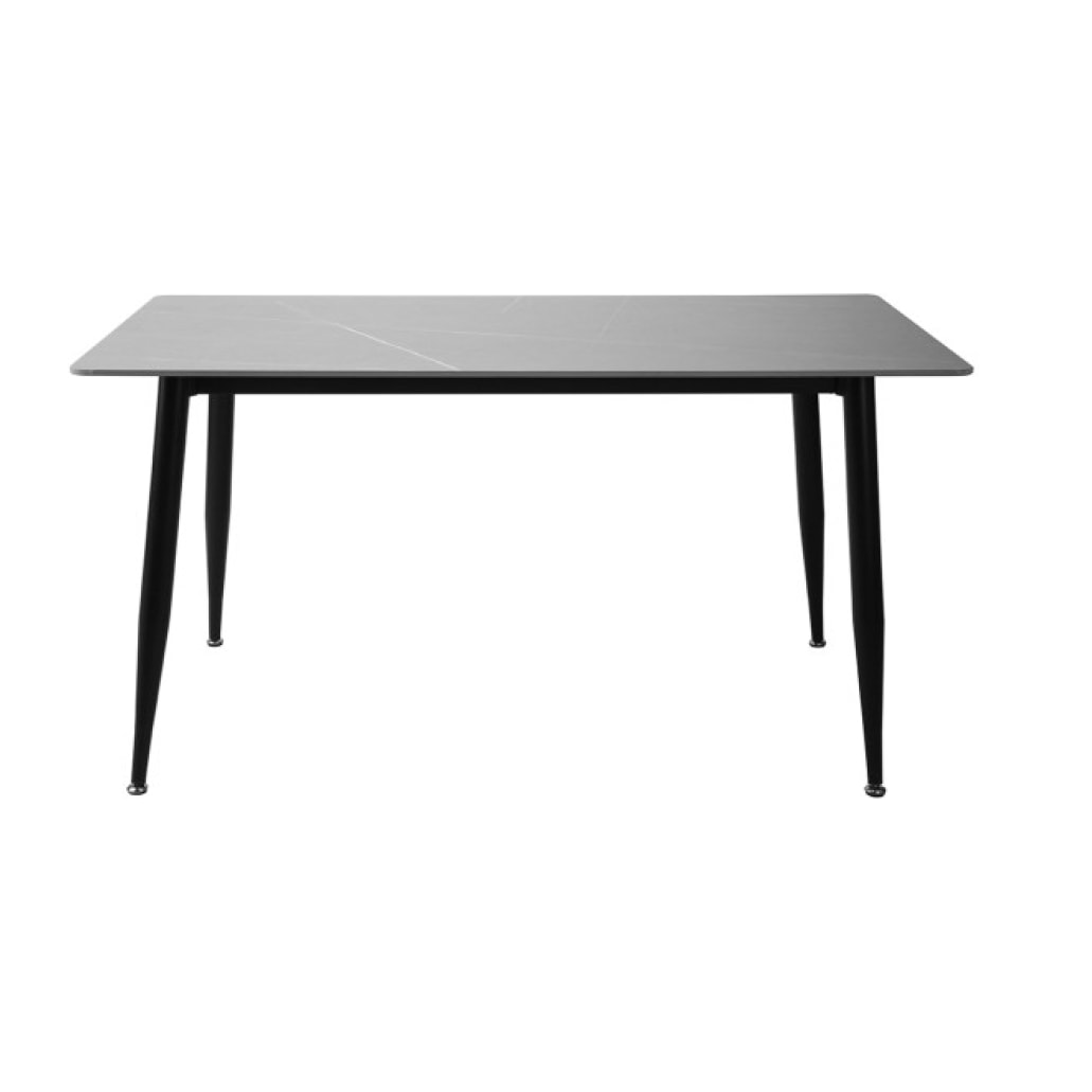 Table en céramique gris grainé et pieds métal noir L160cm - STONE