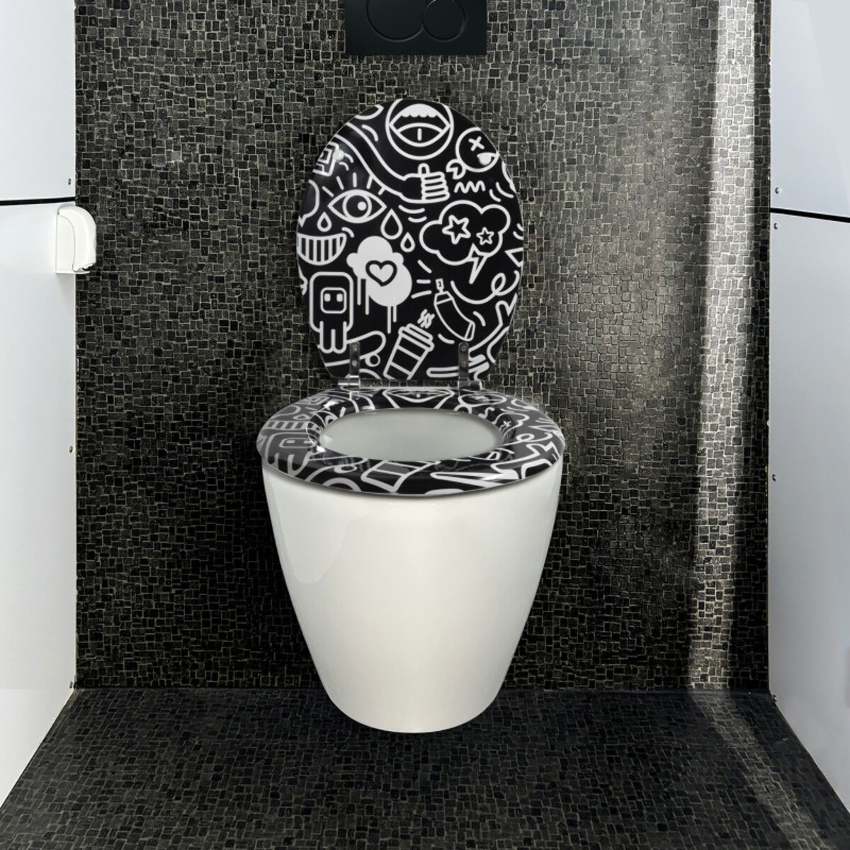 Abattant wc MDF STEEVE Noir - Charnières Inox MSV