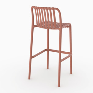 Lot de 2 chaises de bar de jardin 76 cm en plastique terracotta - Duli
