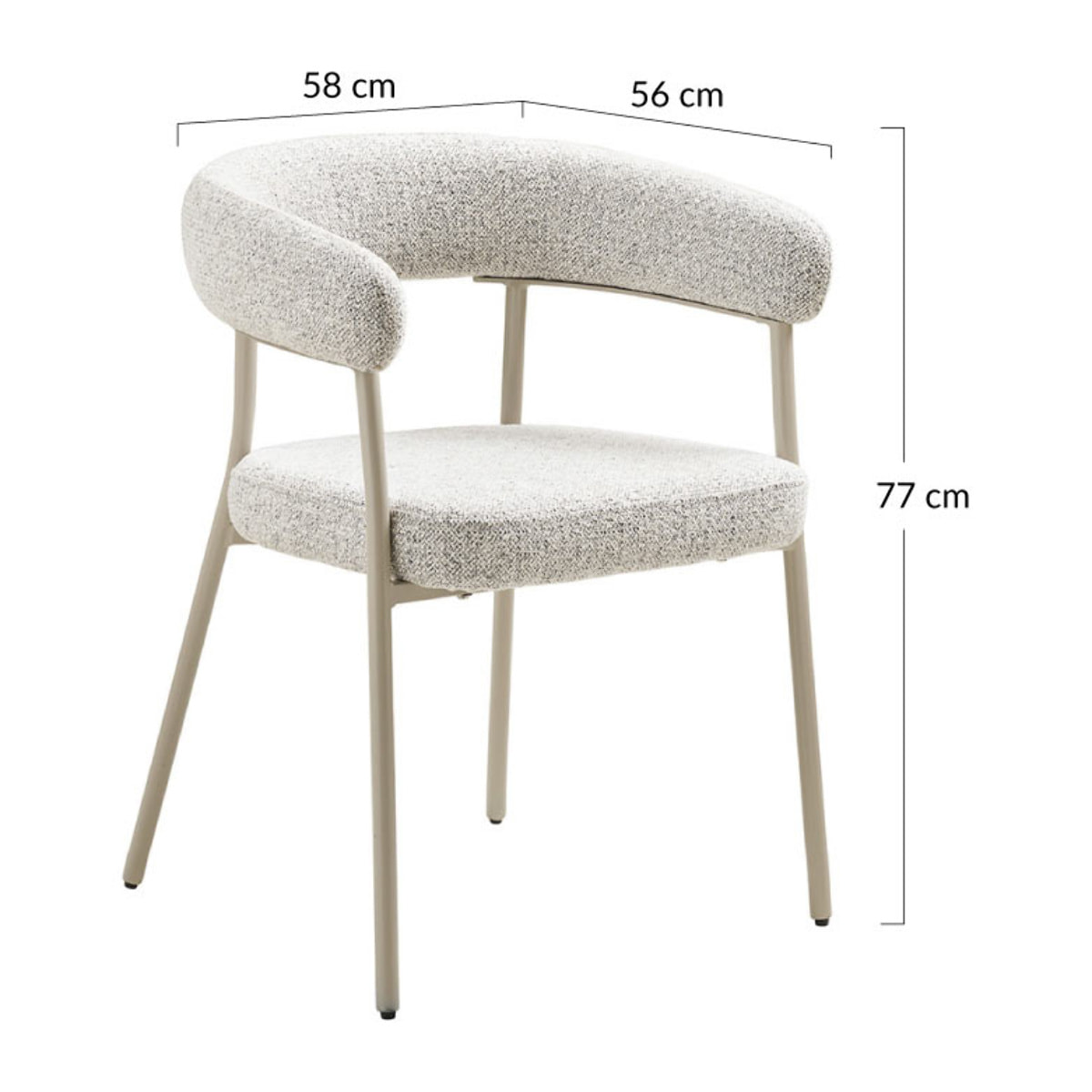 Sadie - lot de 2 chaises FSC  100% en tissu texturé - pieds en acier - Beige