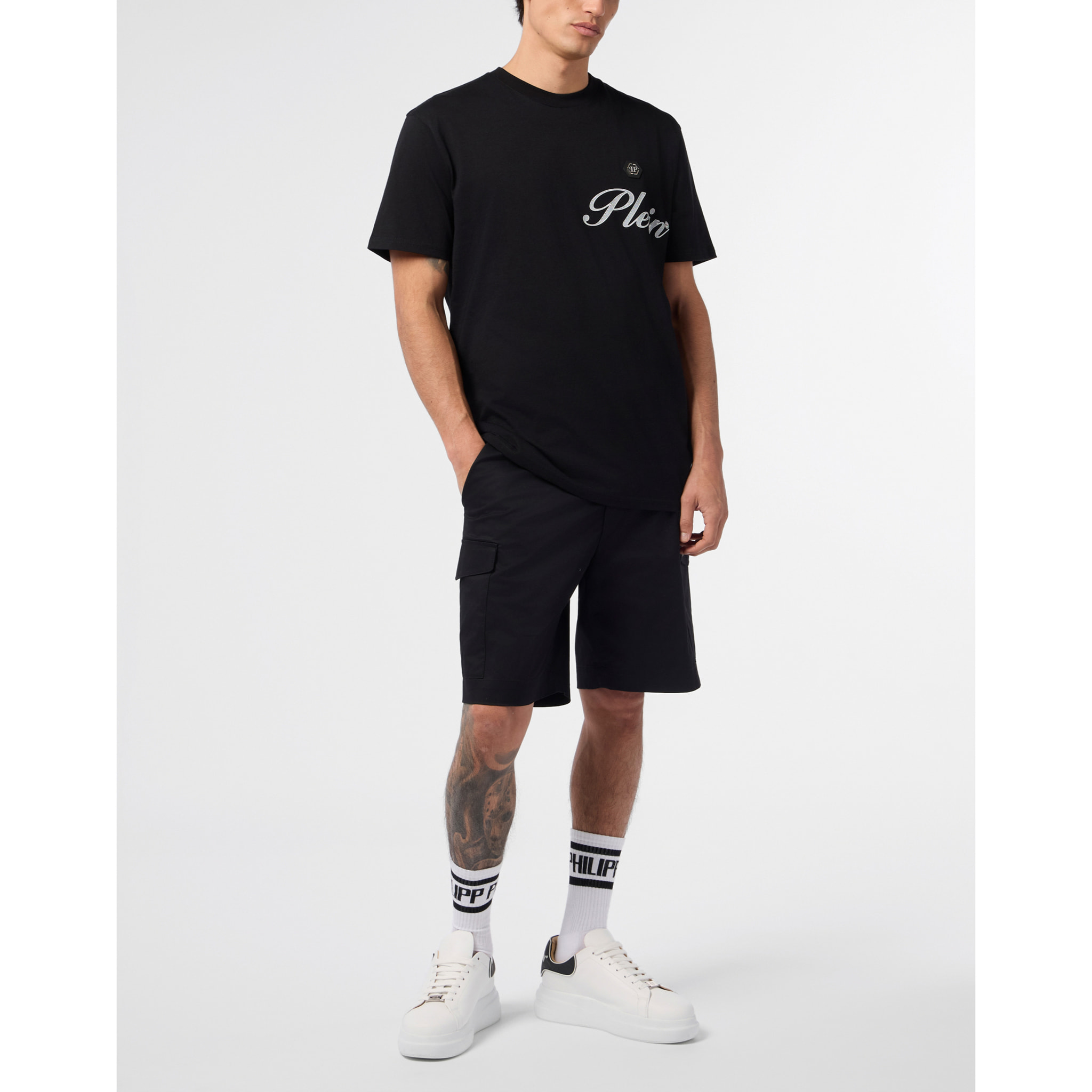 PHILIPP PLEIN Camiseta de cuello redondo y manga corta SIGNATURE