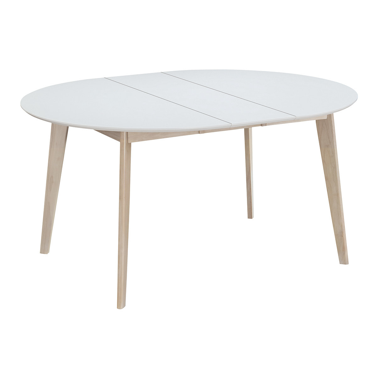 Table à manger scandinave ronde extensible blanc et bois L120-150 cm LEENA