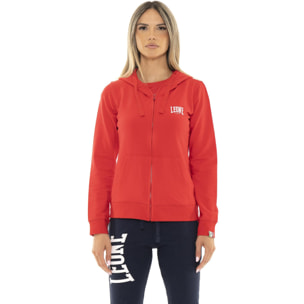 Felpa da donna con cappuccio e zip non garzata Leone Team Line