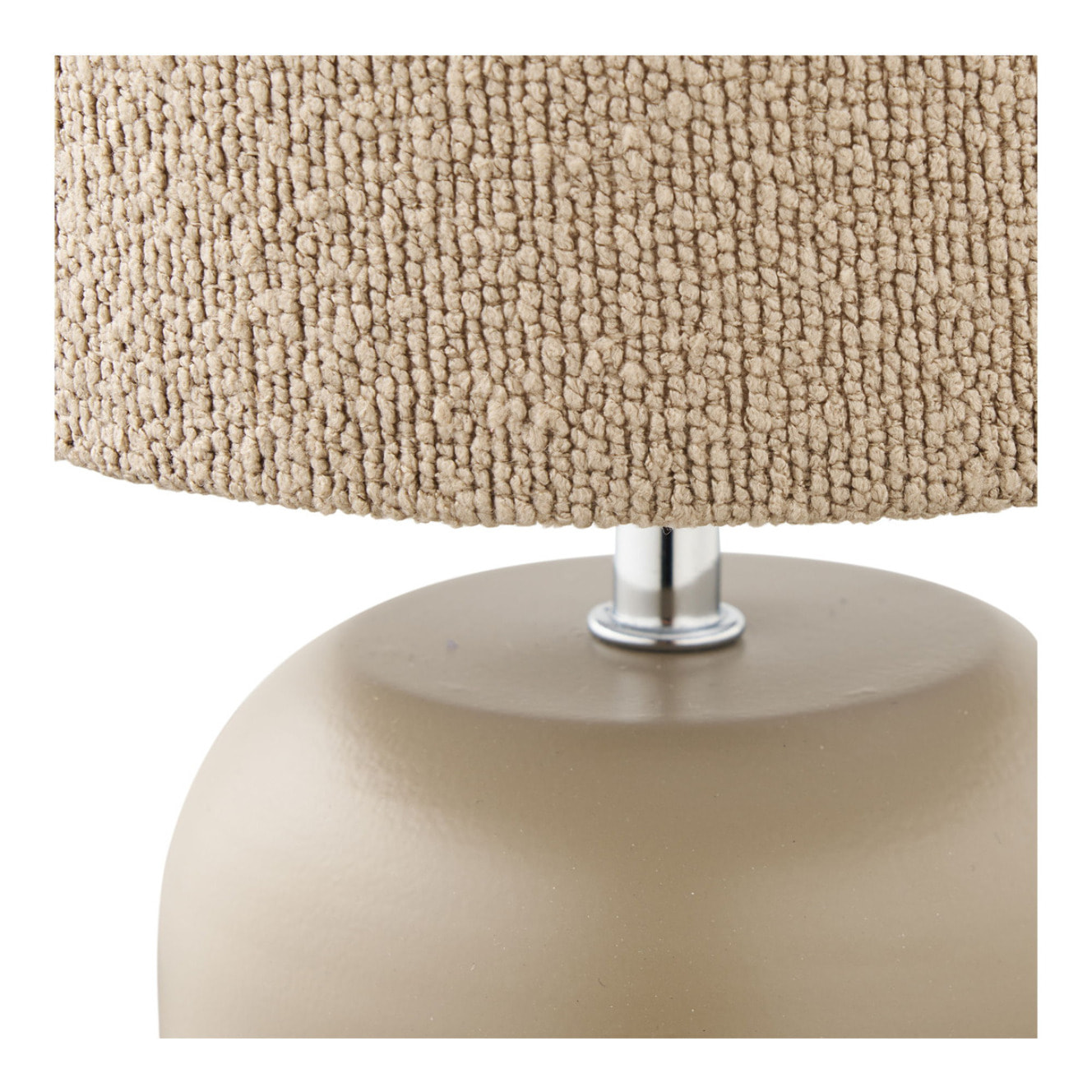 Lampada da tavolo Morley in metallo grigio con paralume in tessuto bouclé