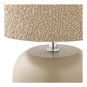Lampada da tavolo Morley in metallo grigio con paralume in tessuto bouclé