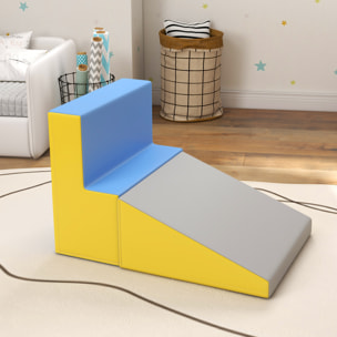2 blocs de construction en mousse XXL - modules de motricité - gris jaune bleu