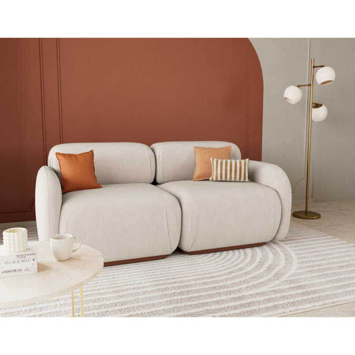 Penelope - canapé droit modulable 2 places en velours texturé - Beige