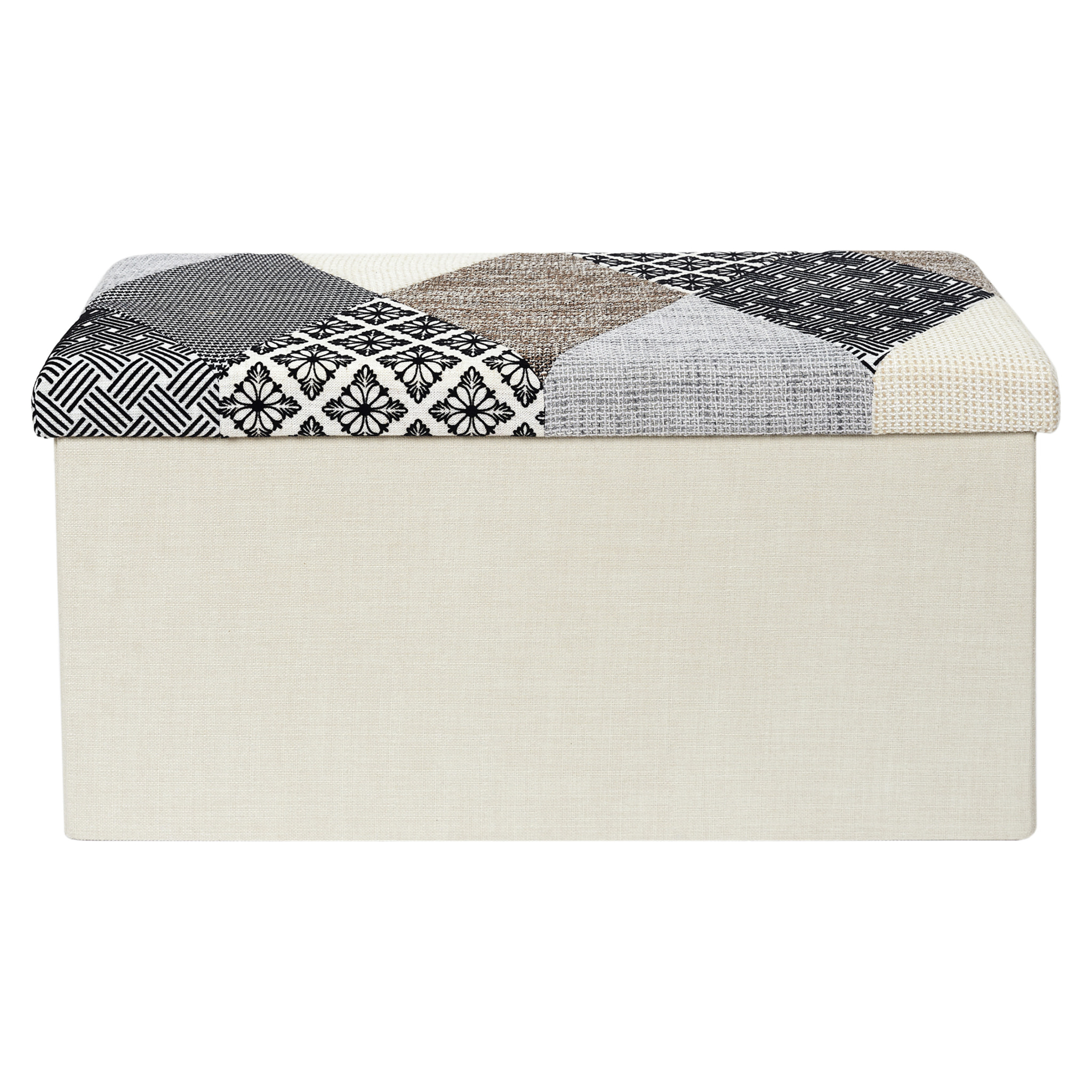 Coffre Banc Pliable Patchwork Gris