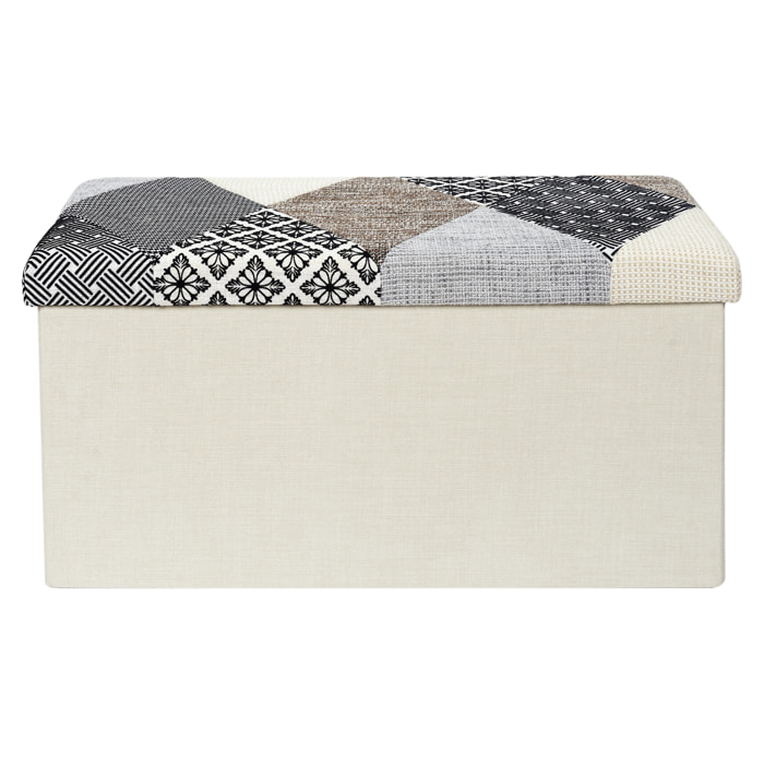 Coffre Banc Pliable Patchwork Gris