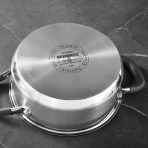 Olla Ø28x16,5cm de 9,5Len Acero inoxidable MIDNIGHT con tapa Bergner