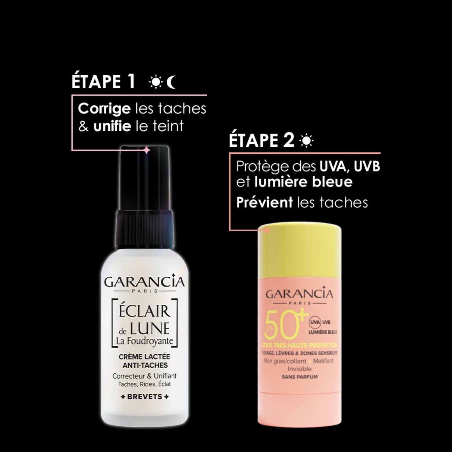 Eclair de Lune La Foudroyante  - Coffret Crème Lactée Anti-Tâches 30ml + Stick Solaire Invisible 15g