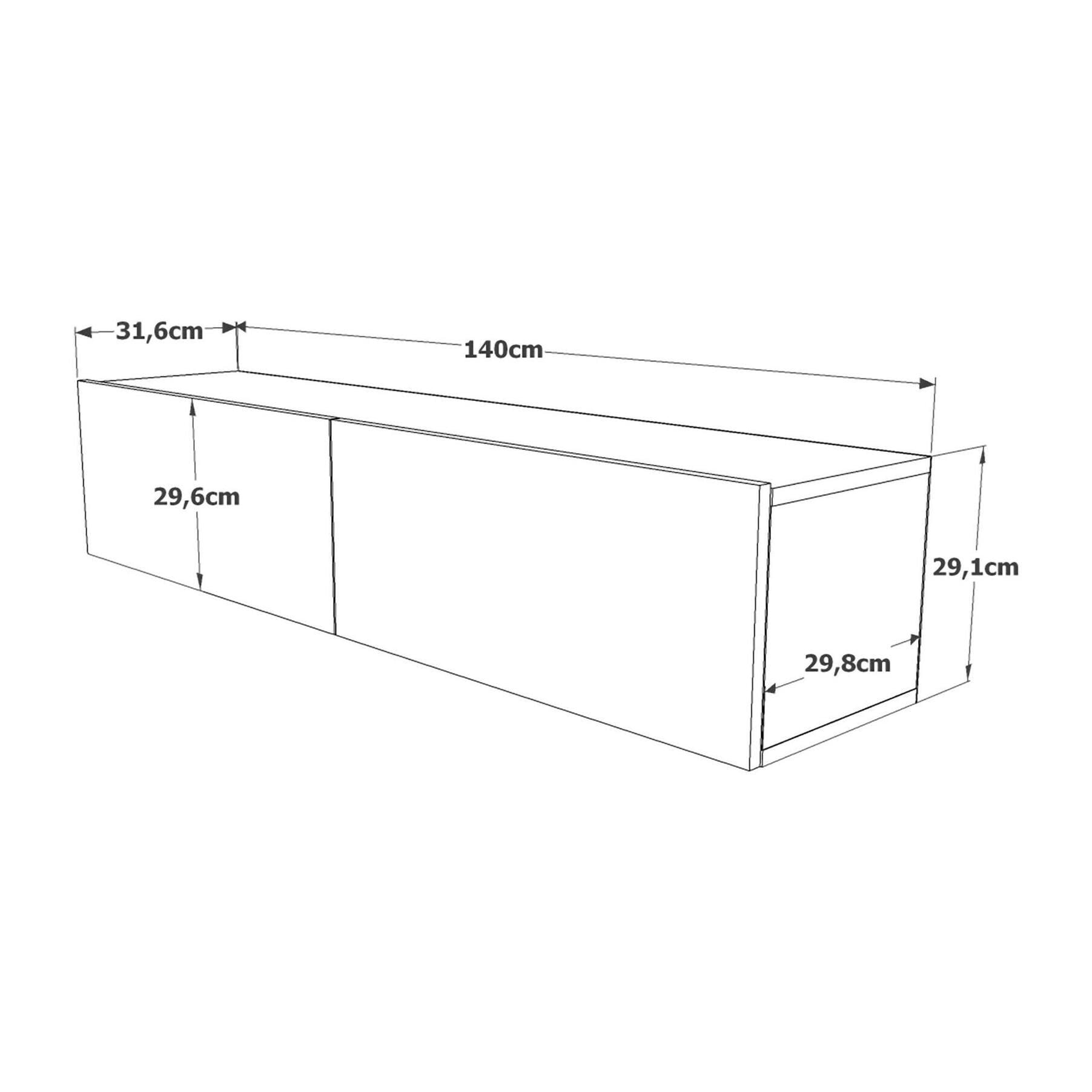 Mobile porta TV Dabubaka, Credenza da soggiorno, Armadio basso per TV, Base parete attrezzata, 140x32h29 cm, Quercia