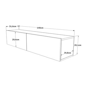 Mobile porta TV Dabubaka, Credenza da soggiorno, Armadio basso per TV, Base parete attrezzata, 140x32h29 cm, Quercia