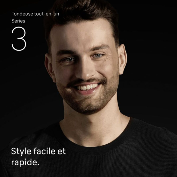 Tondeuse multi usages BRAUN AIO 3560, 14 hauteurs de coupe, précision 0,5 mm, autonomie 50 mn