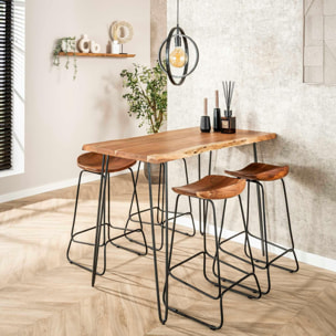 Tabouret de bar bois massif d'acacia MELBOURNE
