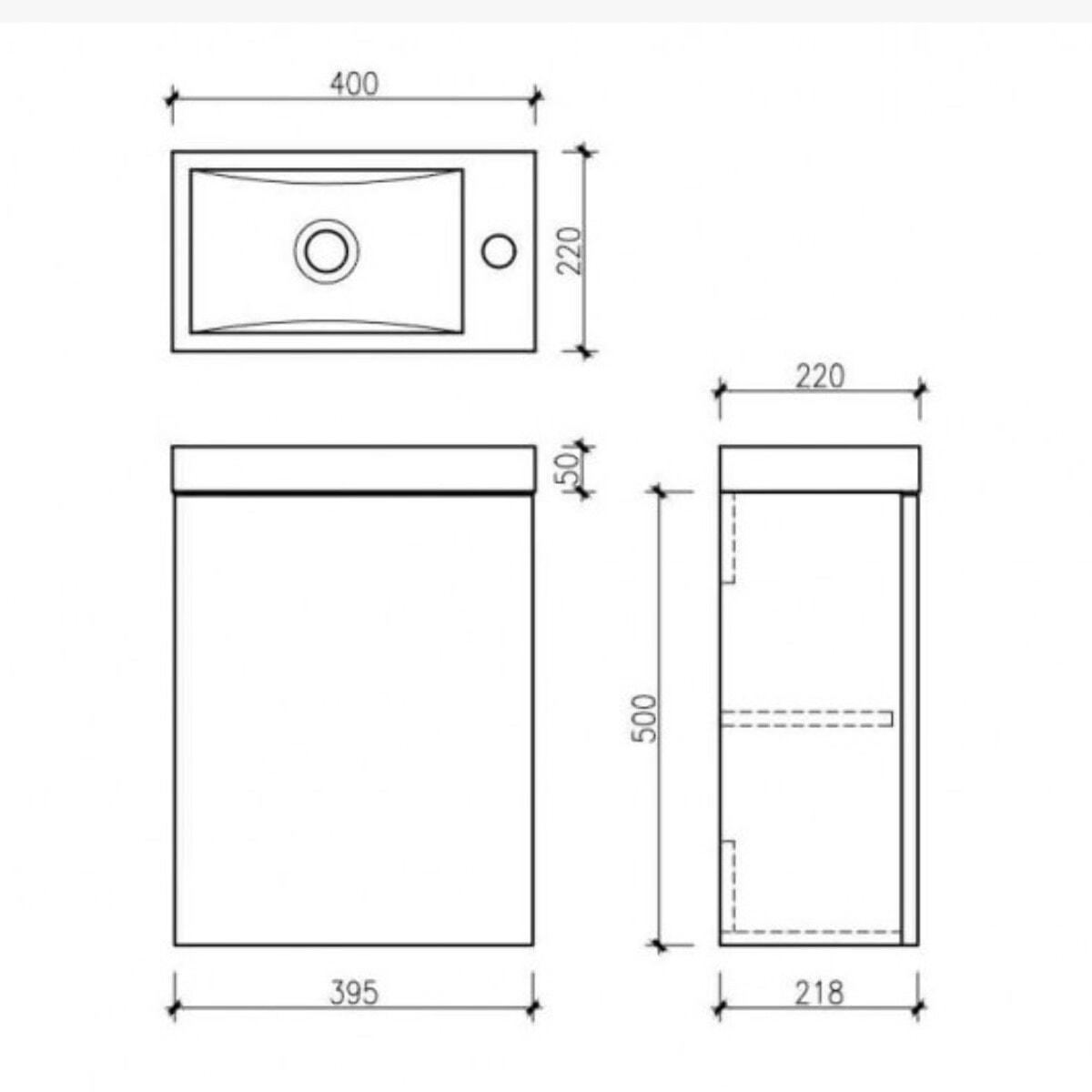 Lave main vasque 40 cm blanc laqué Aquapixo