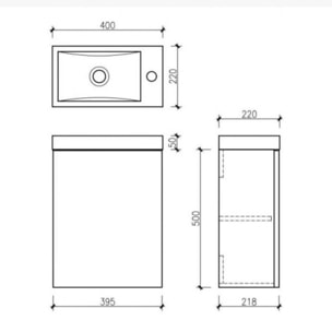 Lave main vasque 40 cm blanc laqué Aquapixo