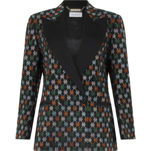 PHILIPP PLEIN Double Breasted Marine Fit Blazer Monogram Strass