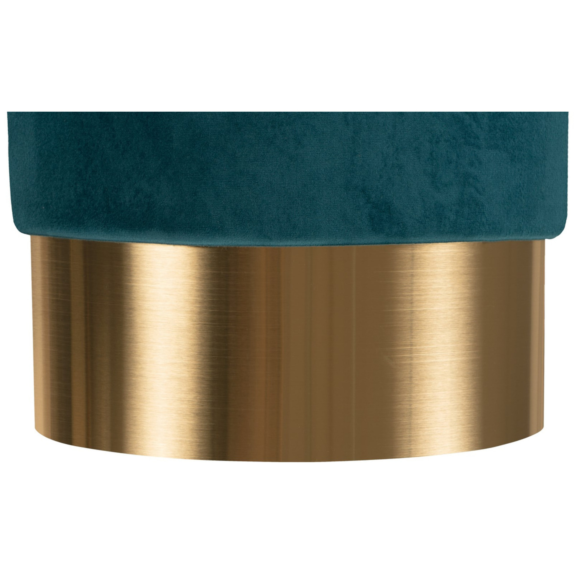 Pouf contenitore Nano in velluto verde petrolio e base oro