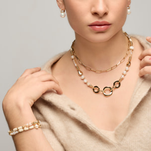 Pendientes acabado oro amarillo de 18k y Perla Blanca