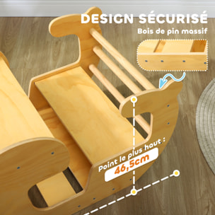 Arche d'escalade enfant bureau 2 en 1 bois pin naturel
