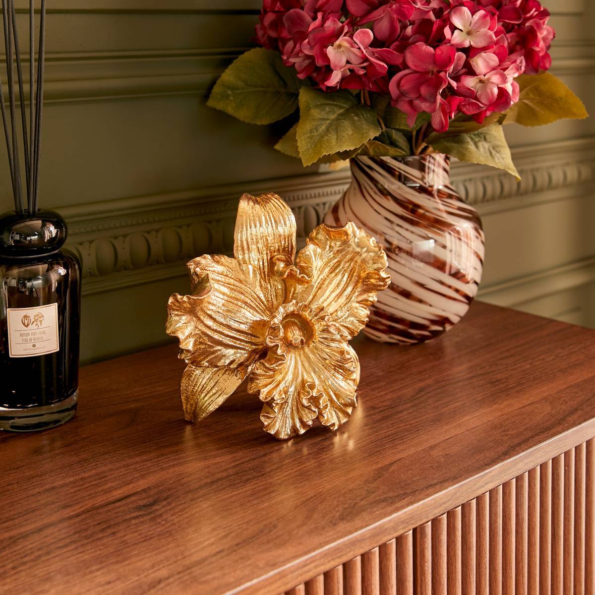 déco à poser fleur Belli H.20cm céramique doré