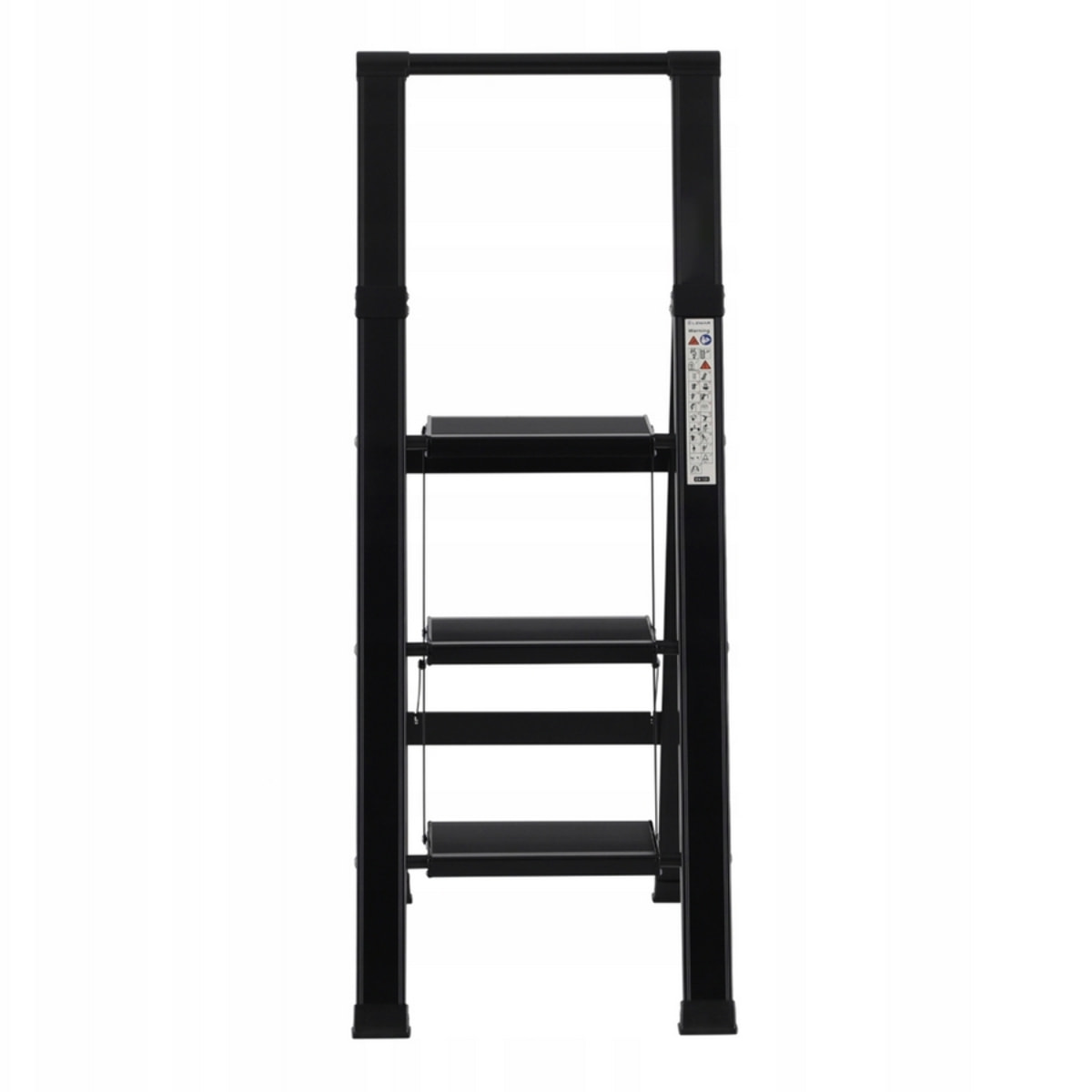 Scala piatta 3 Gradini in alluminio nera antiscivolo uso domestico 150 kg