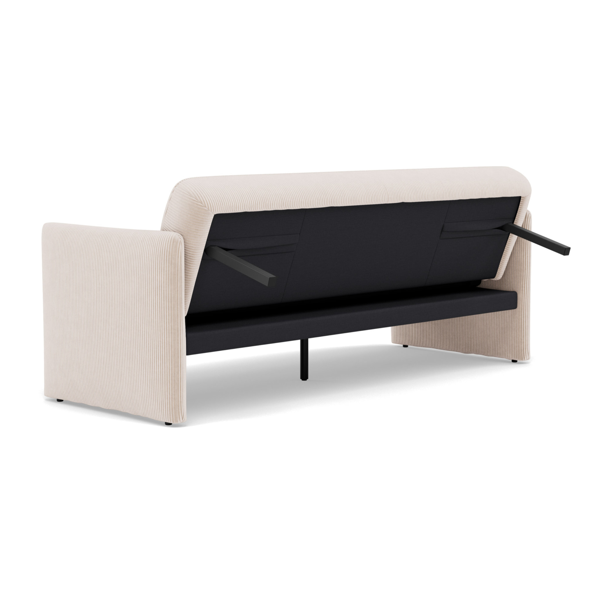 Mathis - Canapé convertible clic-clac 3 places en velours côtelé - Beige
