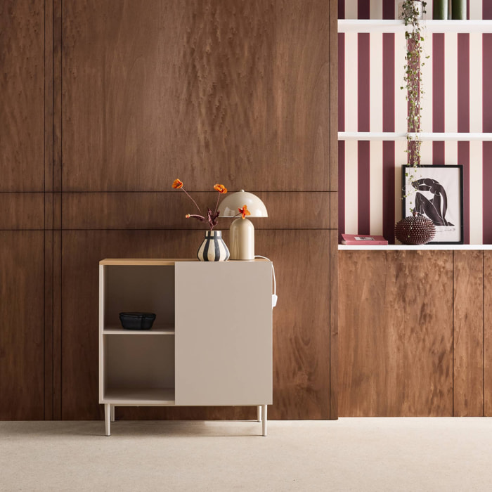 Buffet, meuble de rangement métal et décor bois 1 porte 80cm ASHTON