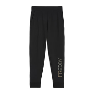 Pantaloni in french terry modal con logo borchiato sul fondo