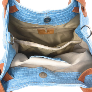 Chicca Borse Borsa a Mano Celeste