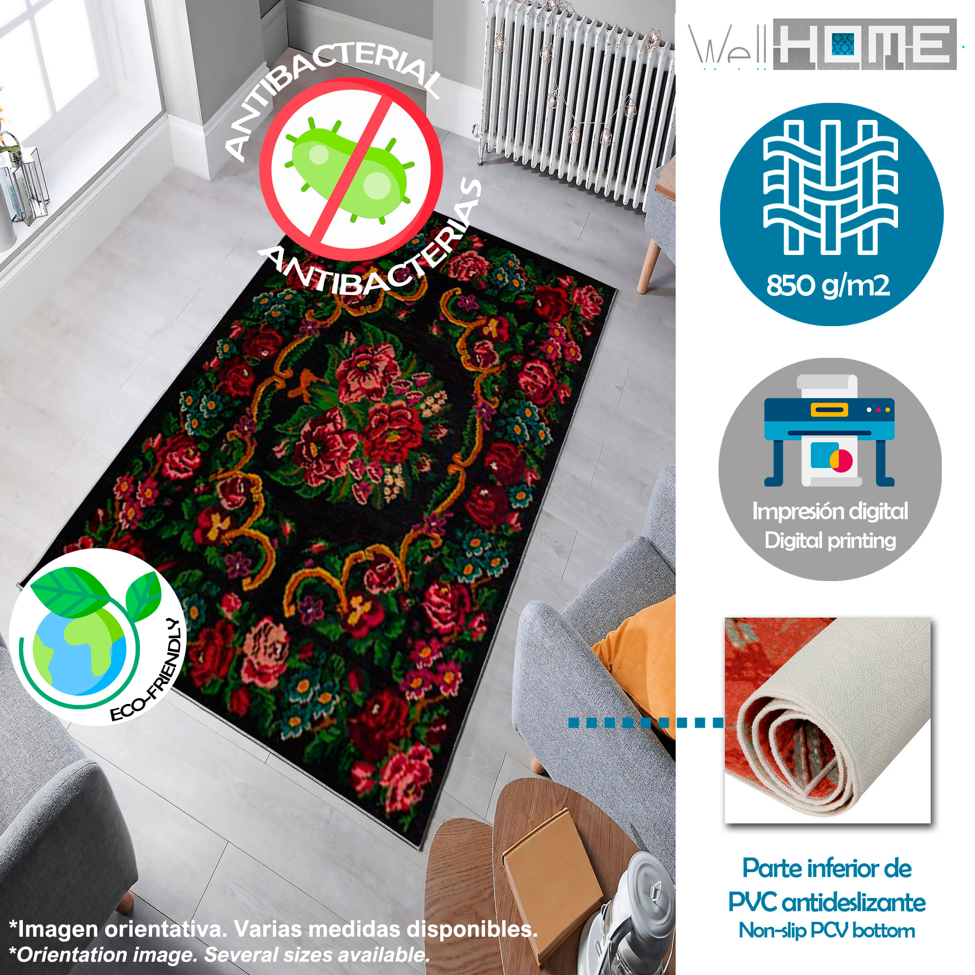 Alfombra de Poliester estampada 80 x 120cm