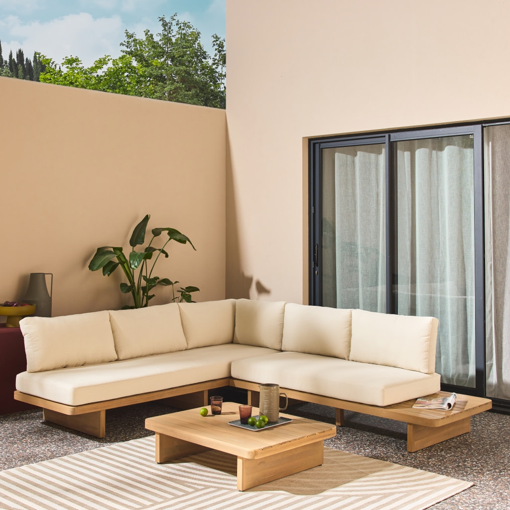 Salon de jardin d'angle bois d'acacia 5 places ZENZU